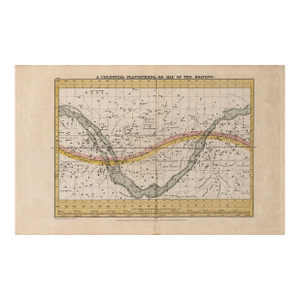 Map of the Heavens & Milky Way | Antique Hand-Colored Celestial Planisphere | From Geography of the Heavens by Elijah Hinsdale Burritt, 1835