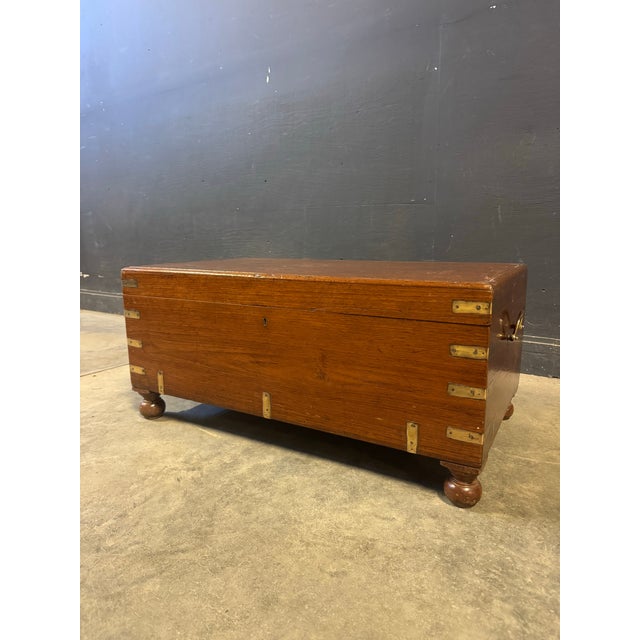 19th C. English Brass Bound Camphor Wood Campaign Trunk. Dimensions:36”w x 20.5”d x 16.5”h Condition:great used condition...