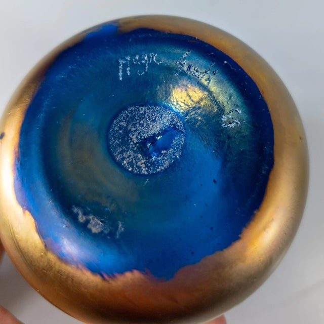 Mid-Century Contemporary Aurene Glazed Art Glass Vase, Signed For Sale - Image 11 of 12