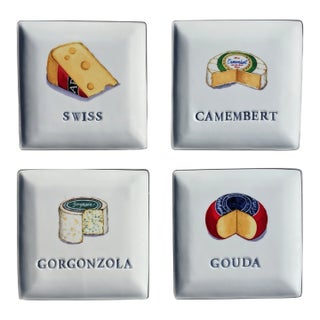 Vintage Fancy Cheeses Appetizer Plates- Set of 4 For Sale