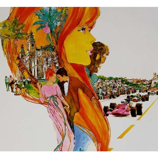 This is an original 1969 Formula 1 poster designed by artist Steve Carpenter, celebrating the legendary Monte Carlo Grand...