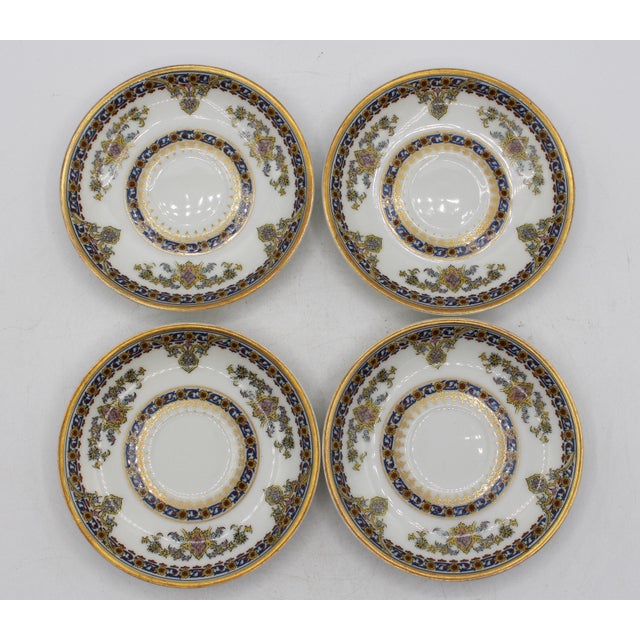 Late 19th century set of 4 demitasse cups & saucers, Limoges, France. Made & decorated by Theodore Haviland, Limoges in...