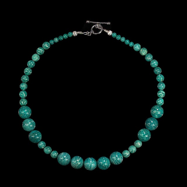 Ajd 17 Inch Deep Green Amazonite Graduated Necklace Great Gift! For Sale - Image 4 of 5