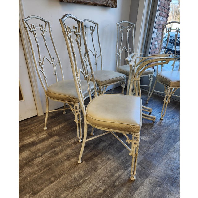 Metal Cast Aluminum Faux Bamboo Kessler Industries Dining Set, Attributed - 7 Piece Set For Sale - Image 7 of 13