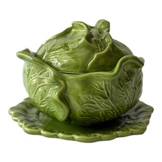 1970’s Holland Mold Cabbageware Covered Bowl With Plate For Sale