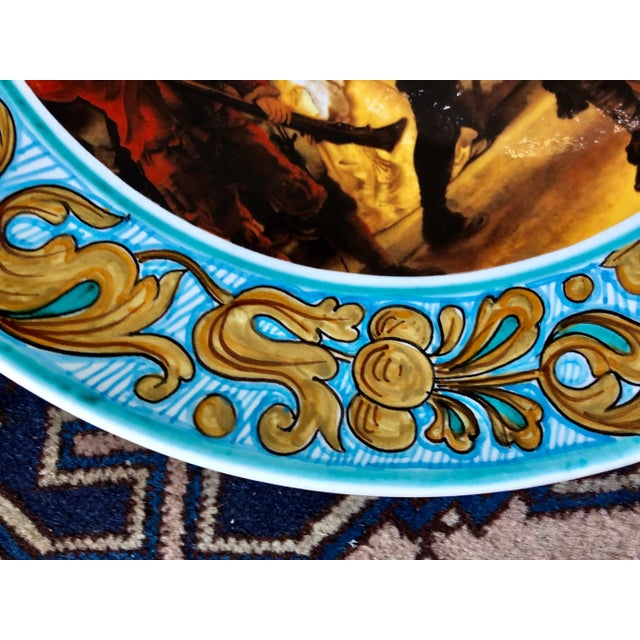 Baroque Rembrandt "The Night Watch" Italian Majolica Wall Charger For Sale - Image 3 of 6