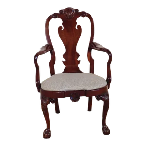 Kindel Winterthur Queen Anne Mahogany Cherry Shell Carved Arm Chair #2