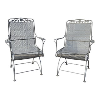 Vintage Wrought Iron Spring Rocker Chairs - Set of 2 For Sale