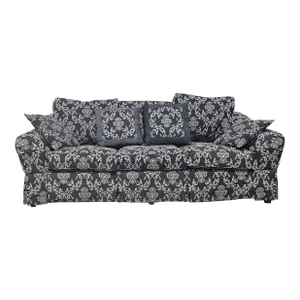 Mid 20th Century Hancock and Moore Upholstered Down Filled Sofa With Designer Black & Gold Fabric