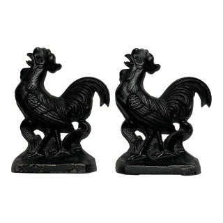 Mid 20th Century Cast Iron Rooster Bookends - a Pair For Sale