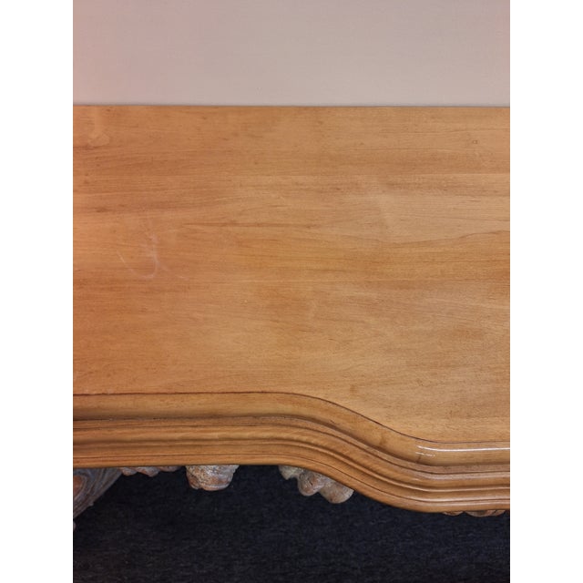 1950s Vintage Spanish Rococo Paint Decorated Carved Wood Console Table For Sale - Image 14 of 18