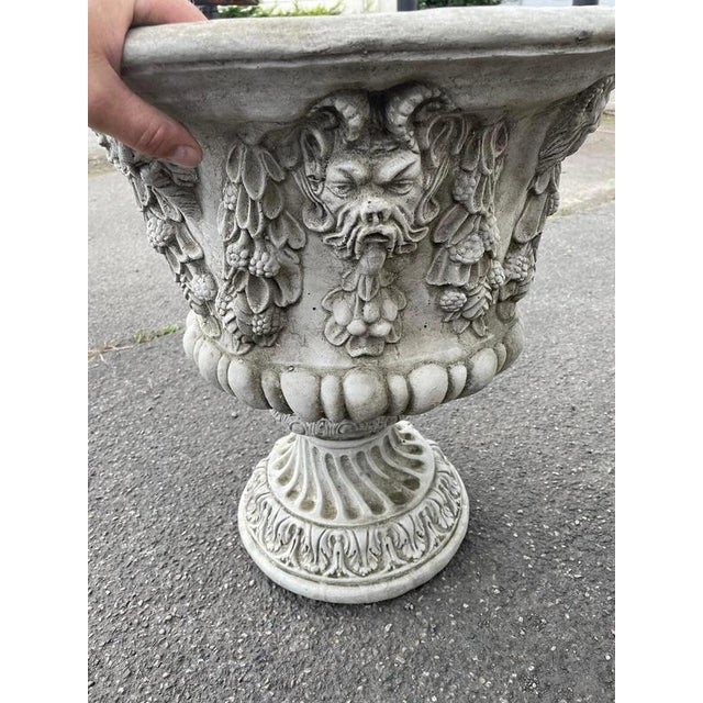 Bacchus Classical Reconstituted Stone Garden Urns, Set of 2 For Sale - Image 6 of 9
