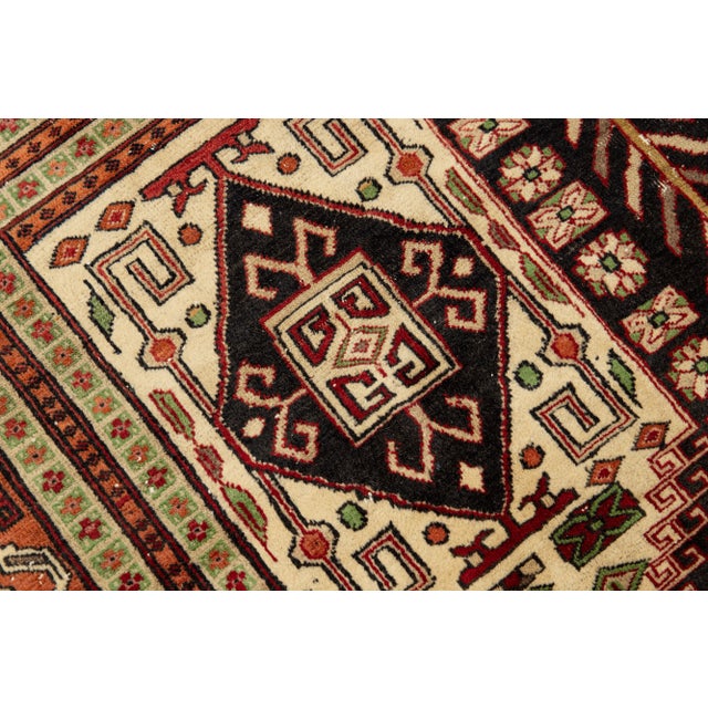 Vintage Handmade Persian Ivory Geometric Wool Rug 4'9" X 6'10" For Sale - Image 10 of 11