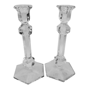 Set of Val St. Lambert Crystal Candle Holders