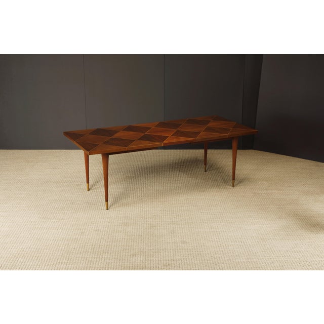 Hollywood Regency Tommi Parzinger for Charak Modern Extendable Dining Table, c 1950s, Signed For Sale - Image 3 of 12