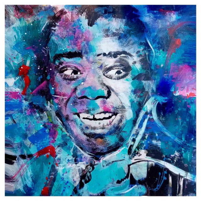 Ivana Burello, Louis Armstrong, Original Mixed Media, 2019, Framed For Sale
