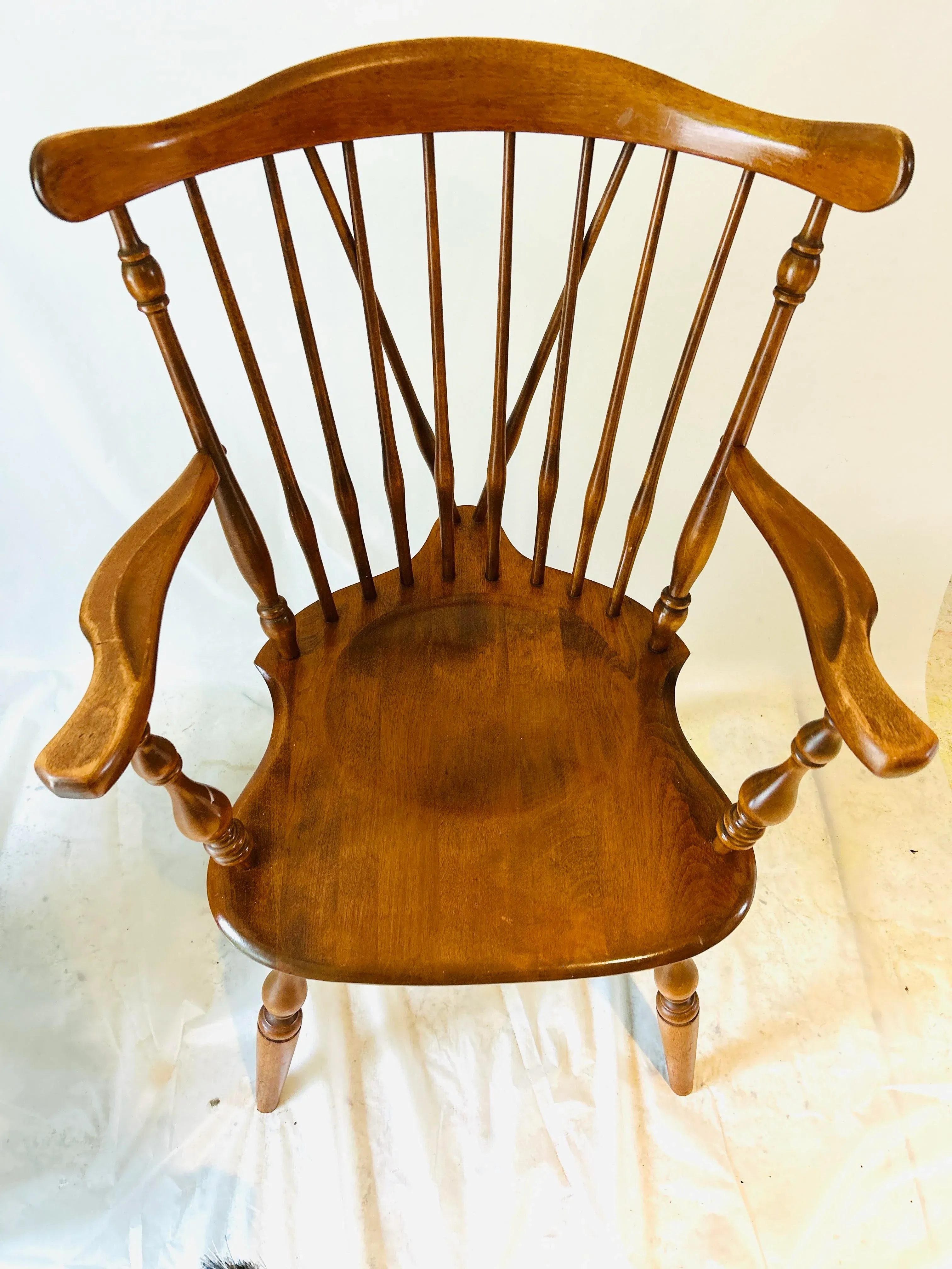 1960s Vintage Ethan Allen Duxbury Windsor Nutmeg Maple Fiddle Back