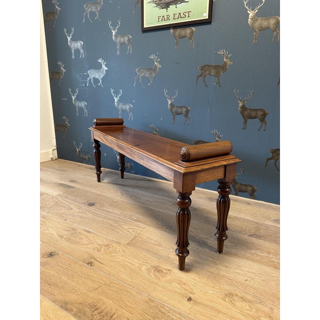 19th Century Antique Window Seat in Mahogany, 1880 For Sale - Image 5 of 8