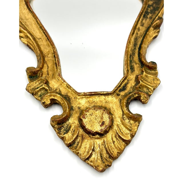 Florentine Vintage Italian Florentine Petite Giltwood Mirror For Sale - Image 4 of 8