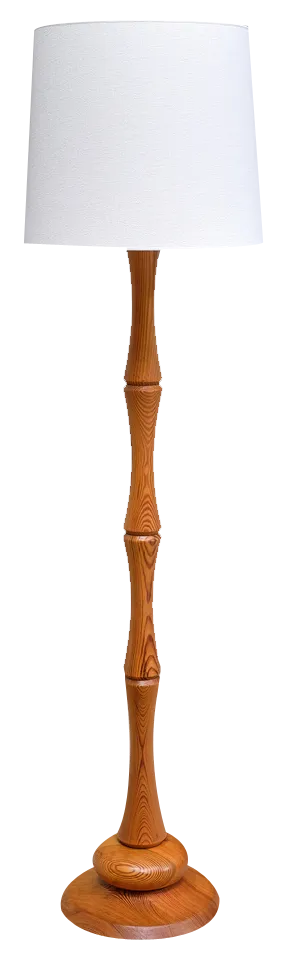 Swedish Modern Floor Lamp in Carved Pine Wood, 1960s