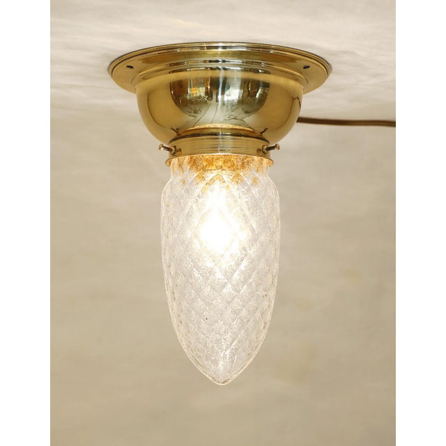 Art Nouveau Art Deco Ceiling Lamp in Brass and Glass, 1920s For Sale - Image 12 of 12