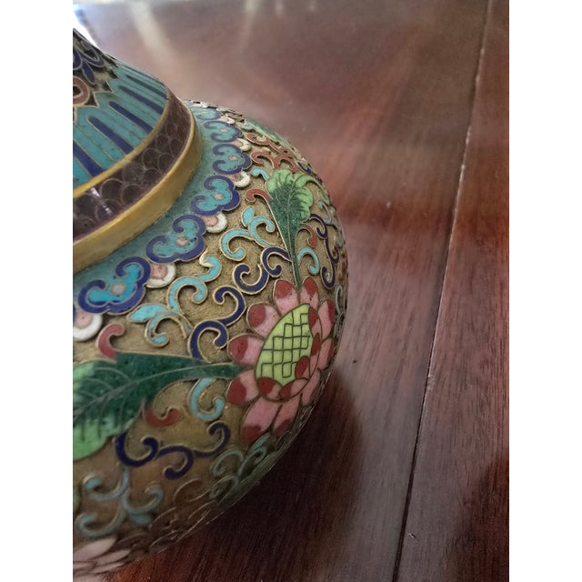 Vintage Chinese Mid Century Museum Pr Cloisonne Vases For Sale - Image 9 of 12