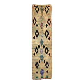Midcentury Boujad Abstract Wool Runner 2.8 X 10.2 For Sale