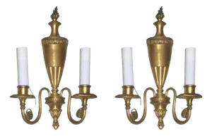 Antique Adam Style Bronze Sconces Attributed to Caldwell - A Pair