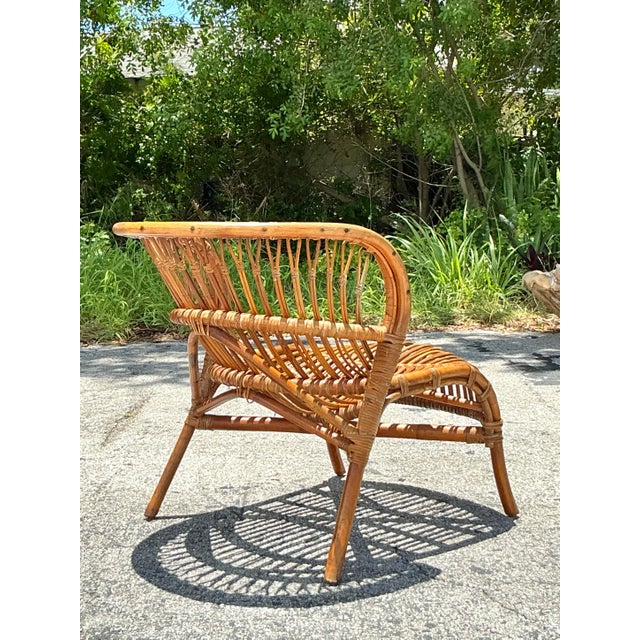 Vintage Boho Stick Rattan Lounge Chair | Chairish