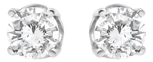 14K White Gold 3/4 Cttw Lab Grown Diamond 4-Prong Classic Stud Earrings (F-G Color, VS2-SI1 Clarity) - 2 Pieces