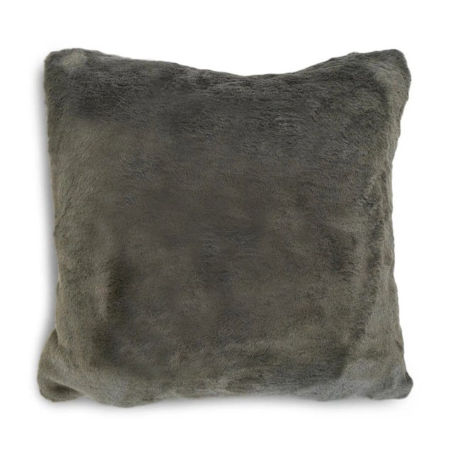 Contemporary Grey Faux Rabbit Fur Pillow For Sale - Image 3 of 3