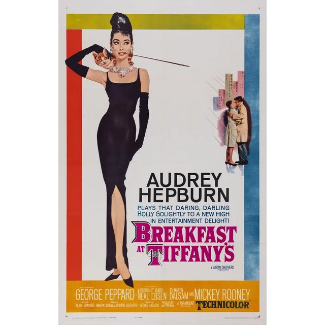 "Breakfast at Tiffany's" Original Vintage US One Sheet Movie Poster, 1961 For Sale