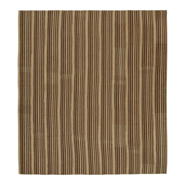 Beige Vintage Bidjar Persian Kilim Rug in Beige-Brown Stripes by Rug & Kilim For Sale - Image 8 of 8