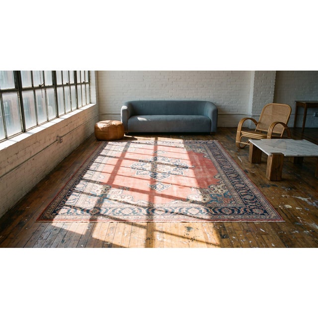 Textile Excellent Orange Salmon Color With Special Medallion Design Antique Persian N E Rug For Sale - Image 7 of 9