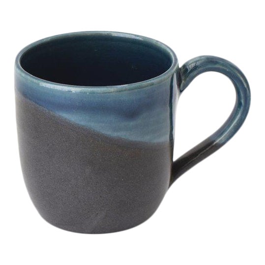 Contemporary Handmade French Blue and Charcoal Mug by FisheyeCeramics