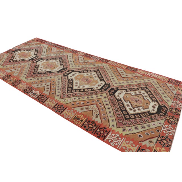 Rug & Kilim Vintage Mid-Century Malatya Geometric Orange Multicolor Wool Kilim Rug For Sale - Image 4 of 7