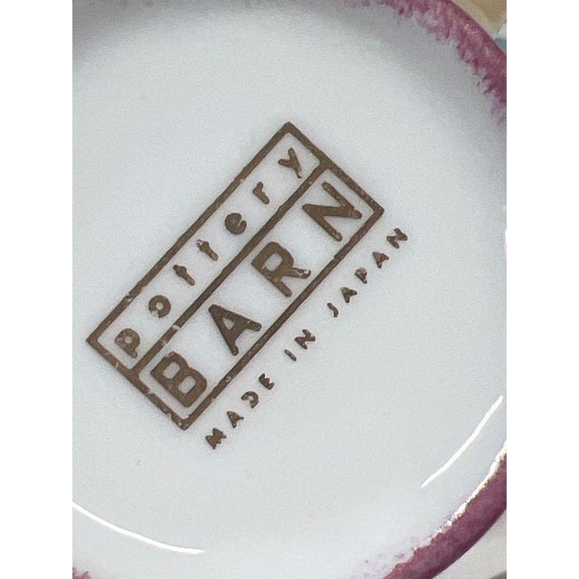 A rare collector’s set of vintage mid-1990s Pottery Barn demitasse ware, made in Japan and comprising eight porcelain...