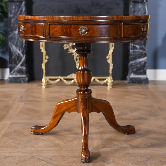 Traditional Niagara Furniture Mahogany Drum Table For Sale - Image 3 of 12