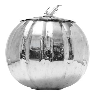 Pumpkin Punch Bowl ,17" by 17" Round, Silver Plate For Sale