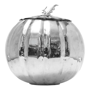 Pumpkin Punch Bowl ,17" by 17" Round, Silver Plate