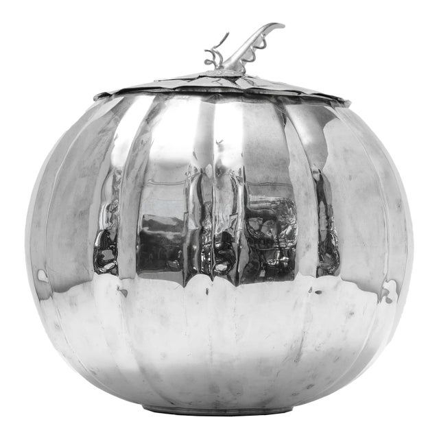Silver Plate Life Size Pumpkin Punch Bowl ,17" by 17" For Sale