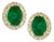 6 Carat Oval Shape Emerald and Diamond Post Back Earrings 14 Karat Yellow Gold For Sale