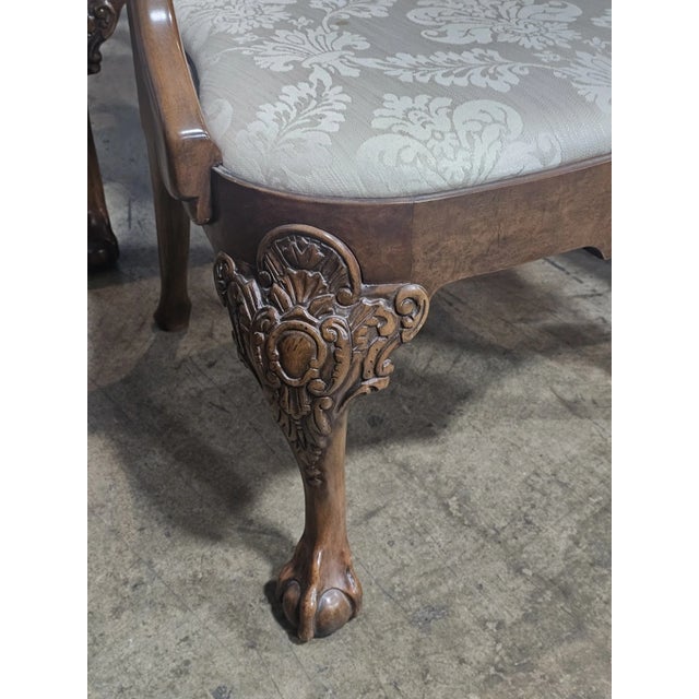 Wood Late 20th Century Share Set of 6 Baker Stately Homes Burl Walnut Dining Chairs Claw & Ball Feet George I For Sale - Image 7 of 16