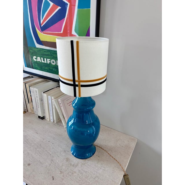 Poire Lamp in Bright Blue Ceramic, 1970 For Sale - Image 3 of 5