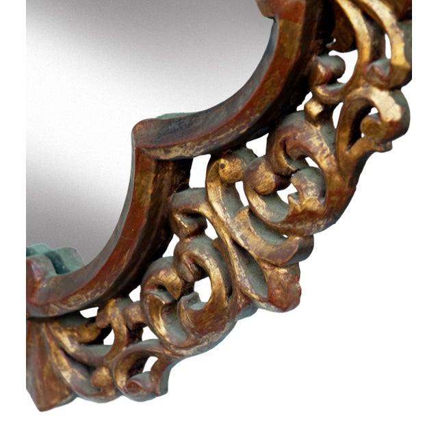 Mid 20th Century Wood Carved & Gilt Quatrefoil Framed Mirror For Sale In Los Angeles - Image 6 of 8