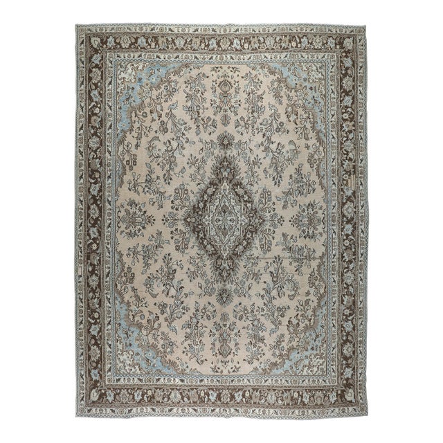 Mid 20th Century Handwoven With Intricate Floral and Geometric Motif - Ideal for Living Rooms Studies or Curated Interiors -9' 10'' X 13' For Sale