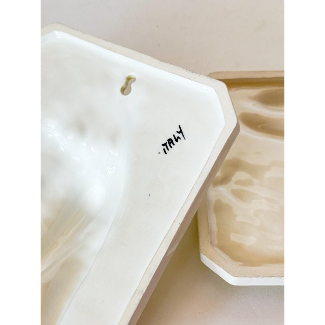 Yellow Vintage Italian Ceramic Relief Wall Art Plaques - Pair For Sale - Image 8 of 8