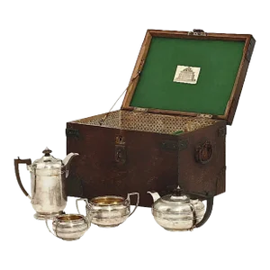 Ex-Christies Naval Interest - Cased Georgian Sterling Tea Set (London-1812)