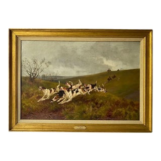 1885 Arthur Wardle Oil on Canvas Painting, Near the Finish For Sale
