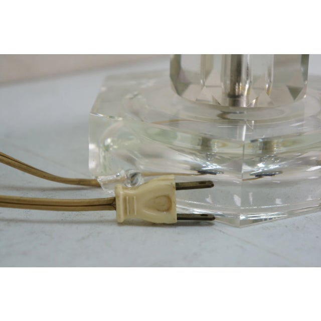 Glass Mid 20th Century Hollywood Regency Cut Crystal Luster Candlestick Table Lamp 20" For Sale - Image 7 of 14
